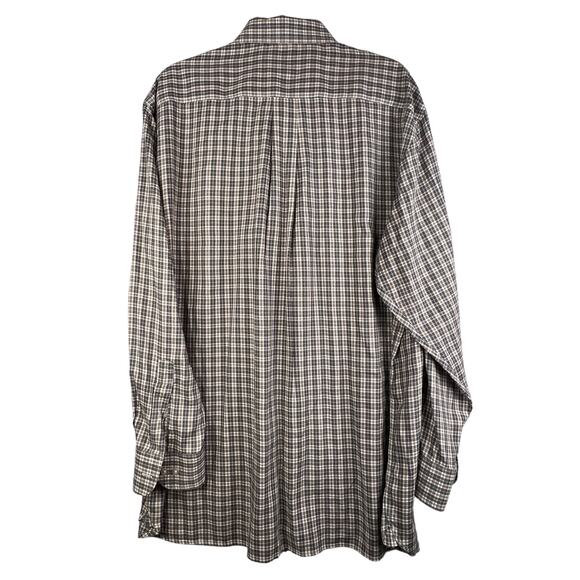 Daniel Cremieux Shirt -Mens XL-Non-Iron Gray Tan White Plaid LS BD - Picture 2 of 5